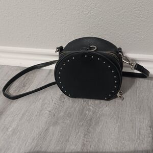 COLLECTION XIIX Black, Silver-Studded Round Crossbody